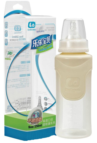 樂(lè)樂(lè)寶貝標(biāo)準(zhǔn)口徑硅膠哺乳期奶瓶250ml