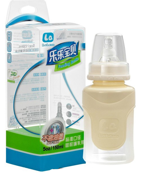 樂樂寶貝新款標(biāo)準(zhǔn)口徑硅膠哺乳期奶瓶