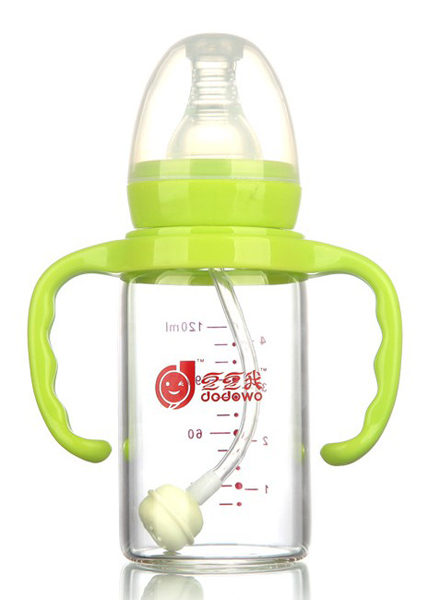 豆豆我120ml標口帶柄玻璃奶瓶