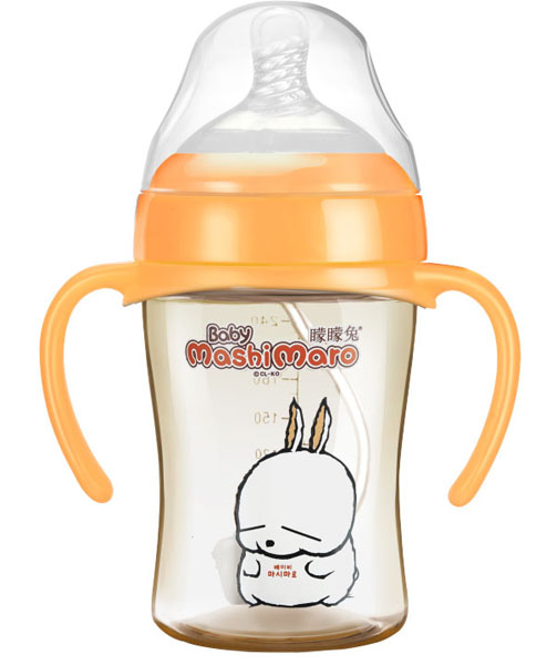 矇矇兔橙色PPSU自動寬口奶瓶