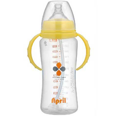 愛(ài)普麗寬口弧形奶瓶360ml黃色