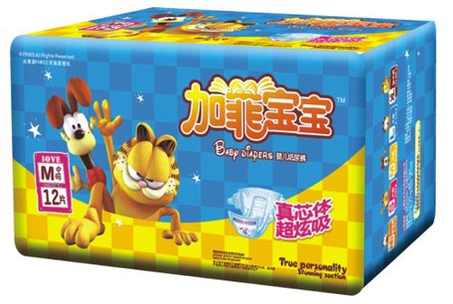 加菲寶寶超炫吸絲薄嬰兒紙尿褲M(mǎn)碼12片