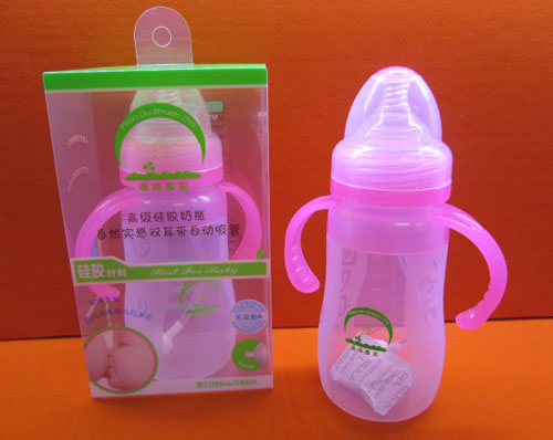 苗哺專家8安寬口雙耳高級(jí)硅膠奶瓶240ml1