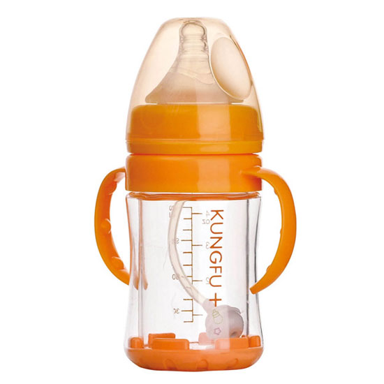 功夫寶貝晶鉆玻璃寬口安全自動小奶瓶