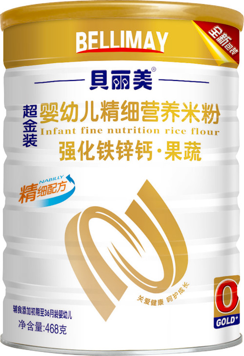 貝麗美強(qiáng)化鐵鋅鈣果蔬精細(xì)營(yíng)養(yǎng)米粉408克聽(tīng)裝