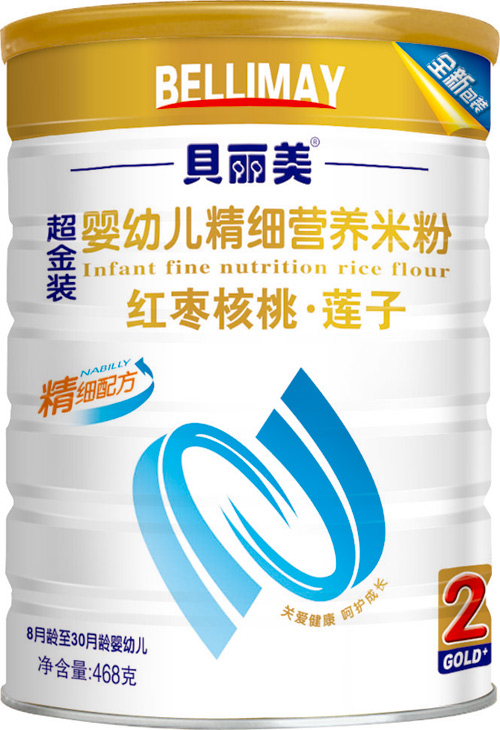 貝麗美紅棗核桃蓮子精細營養(yǎng)米粉408克聽裝