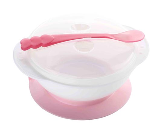 喜哇哇高級吸盤碗連感溫匙