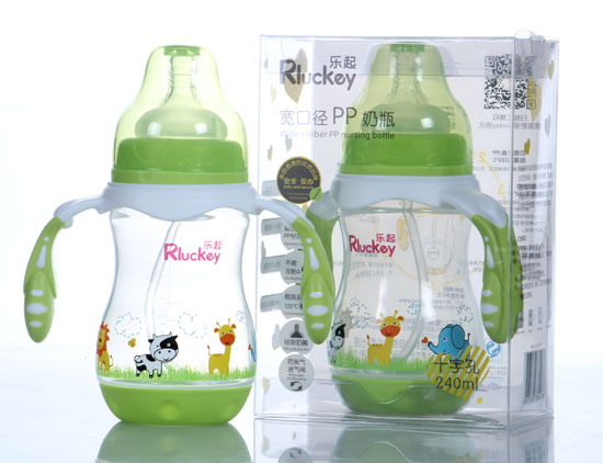 樂起寬口徑PP奶瓶240ml綠色