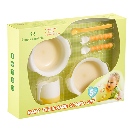 玉米田嬰童餐具鵝黃六件組