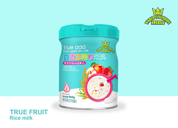 環(huán)球冠真添加果粒米乳-蘋果草莓高鐵配方