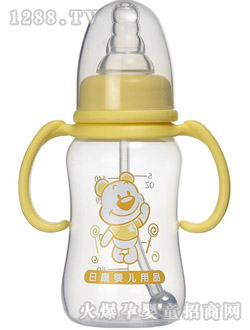 日康圓弧型有柄PP自動奶瓶140ml