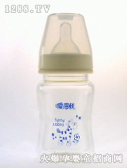 寬口晶鉆玻璃奶瓶150mL藍(lán)色