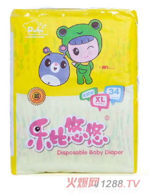 樂(lè)比悠悠透氣柔韌紙尿褲XL34片