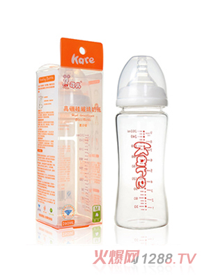可兒KR-1088 寬口高硼硅玻璃奶瓶260ml