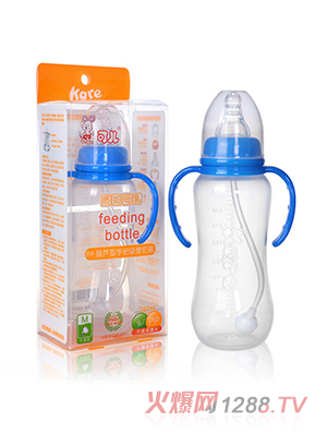 可兒KR-1030 標口手把吸管PP奶瓶（葫蘆型）280ml