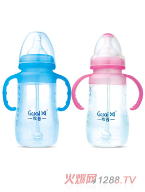 乖喜寬口徑有耳自動硅膠奶瓶240ML G1069
