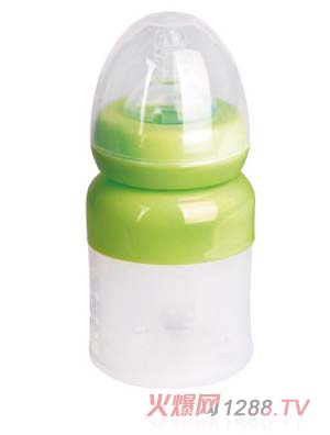 培貝寬口徑帶柄硅膠奶瓶120ml