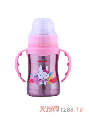 Bunnytoo不銹鋼保溫奶瓶180ml粉色