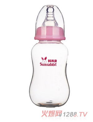 陽(yáng)光兔新生兒210ML標(biāo)口奶瓶粉色