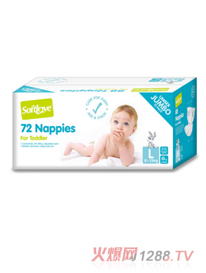 柔愛(ài)華納貝貝國(guó)際版紙尿褲(彩箱)L碼36片