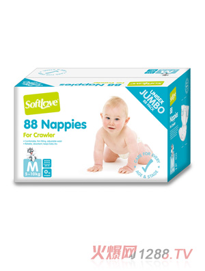 柔愛(ài)華納貝貝國(guó)際版紙尿褲(彩箱)M碼44片