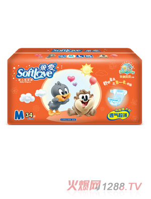 柔愛(ài)華納貝貝超薄紙尿褲M(mǎn)碼34片