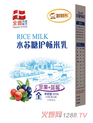 智慧熊水蘇糖護(hù)腸米乳 蘋(píng)果+藍(lán)莓 盒裝