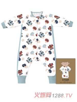 yikyak四層紗布長(zhǎng)袖分腿睡袋（側(cè)拼款） 萬(wàn)福