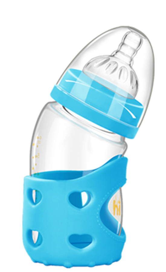 浩一貝貝新生兒彎頭寬口防脹氣奶瓶藍(lán)色160ml