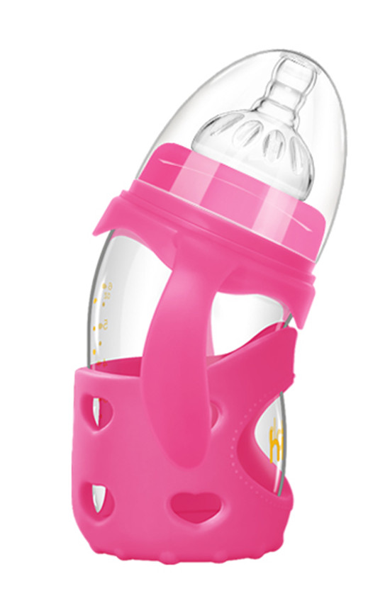 浩一貝貝新生兒彎頭寬口防脹氣奶瓶紅色160ml雙柄